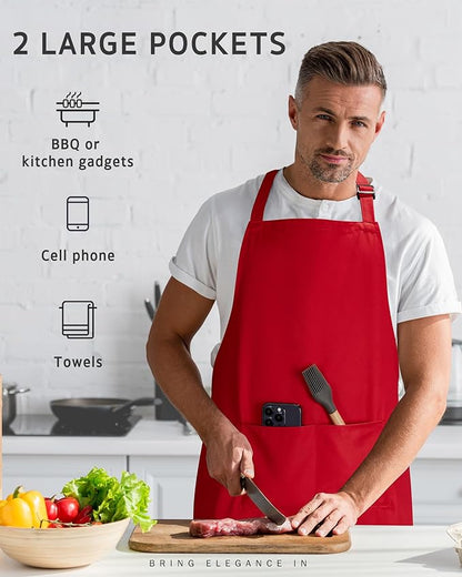 Syntus Chef Apron for Men Women Kitchen Cooking Apron with Pockets, Adjustable Bib Aprons Stain Resistant