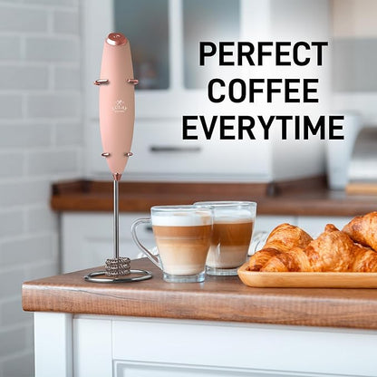 Zulay Kitchen Patented Tornado Triple Whisk Milk Frother with 4 Duracell Batteries – Handheld Foam Maker for Coffee, Lattes, Matcha & Hot Chocolate – Rich, Creamy Froth in Seconds - Rose Peach - Image 9
