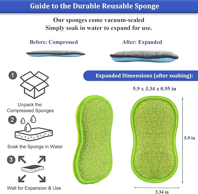 Dish Sponges Kitchen, 12 Pack Multi-Purpose Microfiber Scrub Sponge - Dual-Sided Heavy Duty Non-Scratch Scrubber, Reusable Cleaning Sponge for Dishes, Pots, Pans, Stovetop & Sink - Image 7
