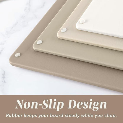 COOK WITH COLOR Non-Slip Cutting Board Set – Kitchen Essentials with Easy Grip Handle for Meat, Veggies, and Fruits, 4 Cutting Boards, Brown - Image 3