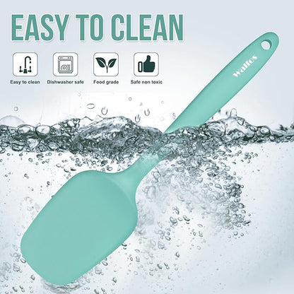 Walfos Silicone Spatula - 600°F High Heat Resistant Kitchen Spoon Spatulas（set of 5), Strong Steel Core and One-Pieces Design, For Cooking Mixing & Baking - BPA Free and Dishwasher Safe (Teal/Aqua) - Image 6