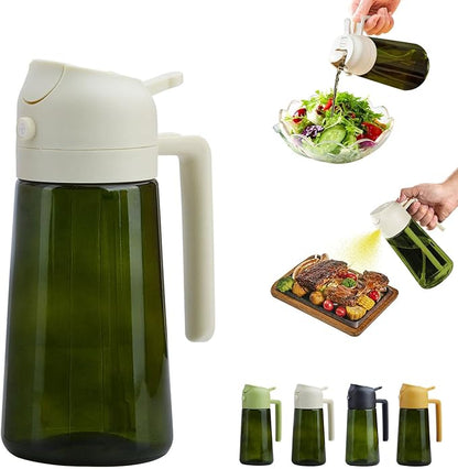 2 In 1 Oil Dispenser And Oil Sprayer, 16 Oz/470 Ml Oil Dispenser For Kitchen Spray, With Fine Mist Nozzle, Suitable For Cooking, Air Fryer, Salad, Grilling, Baking (white-1)