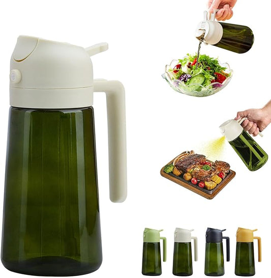 2 In 1 Oil Dispenser And Oil Sprayer, 16 Oz/470 Ml Oil Dispenser For Kitchen Spray, With Fine Mist Nozzle, Suitable For Cooking, Air Fryer, Salad, Grilling, Baking (white-1)