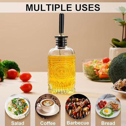 gegewawa Olive Oil Dispenser Bottle for Kitchen with Metal Spout, Glass Oil Bottles 7OZ, Elegant Glass Cooking Dispenser for Kitchen - Image 5
