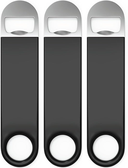 Bartender Bottle Openers, Beer Bottle Openers, Speed Openers 3 Pack by Premium Cold One. Professional Grade: Rubber Coated, Stainless Steel. Large, 7 inch by Axim+USA