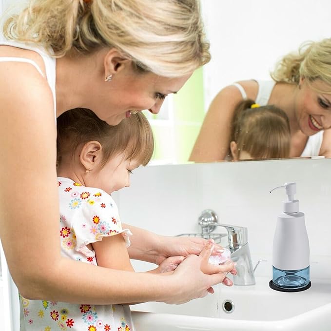 Gaussra White Soap Dispenser with Coaster and Stickers, Stainless Steel and Glass Bottle Hand Pump Dispenser, Refillable Liquid Hand Soap Dispenser for Bathroom & Kitchen (11OZ / 320ML) - Image 5