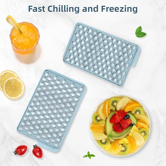 WIBIMEN Mini Ice Cube Trays, 0.55” Tiny Pebble Ice for Iced Coffee & Cocktails, Fast Chill, Easy Twist Release, Stackable (1 Pack, Blue) - Image 3