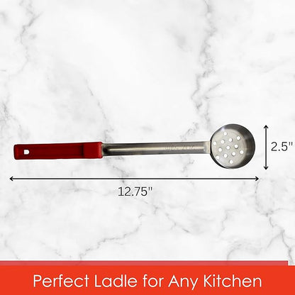 2 Ounce Slotted Stainless Steel Portion Control Ladle Spoon for Measuring and Serving; Commercial Grade Serving Scoops [Pack of 2] - Image 4