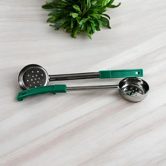 4 Ounce Slotted Stainless Steel Portion Control Ladle Spoon for Measuring and Serving; Commercial Grade Serving Scoops [Pack of 12] - Image 9