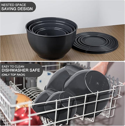 Greentainer Plastic Mixing Bowls with Lids Set for Kitchen, 5 Set Nesting Bowls for Mixing, Baking, Prepping, Cooking and Serving Food, Mixing Bowls Dishwasher, Microwave Safe - Image 6