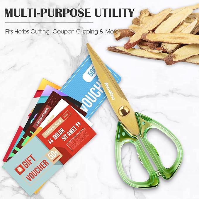 8.0inch Kitchen Shears, Sharp Stainless Steel Meat & Poultry Scissors, Transparent Blue Acrylic Handle, All Purpose Utility Cooking Scissors for Kitchen/BBQ/Home/Office - Image 3