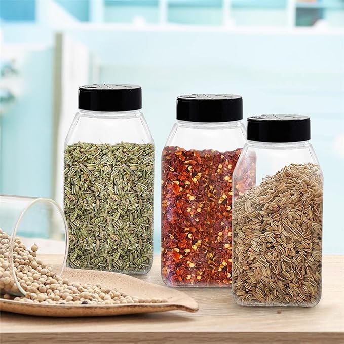 ROYALHOUSE 6 PACK 32 Oz with Black Cap, Plastic Spice Jars Bottles Containers, Perfect for Storing Spice, Herbs and Powders, Lined Cap, Safe Plastic, PET, BPA free, Made in the USA - Image 5