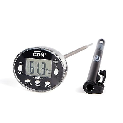 CDN Waterproof Digital Thermometer Long 4.75" Stem, NSF Certified, Ideal for for Bread Baking, Cooking, Brewing - DTQ450X by CDN-ComponentDesignNorthwestInc