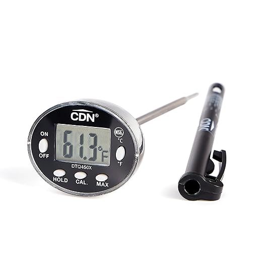 CDN Waterproof Digital Thermometer Long 4.75" Stem, NSF Certified, Ideal for for Bread Baking, Cooking, Brewing - DTQ450X by CDN-ComponentDesignNorthwestInc