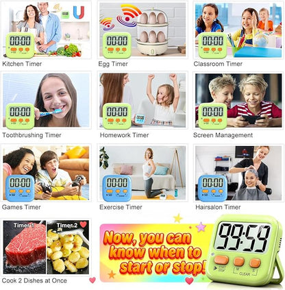 Antonki 2 Pack Digital Timer for Kids, Magnetic Countdown Kitchen Timers for Cooking, Egg, Classroom, Teacher, Exercise, Study, Oven - Battery Included - Image 7