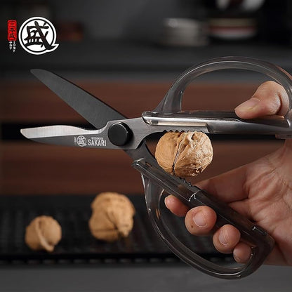 MITSUMOTO SAKARI Japanese Kitchen Scissors, Heavy Duty Detachable Stainless Steel Kitchen Shears with Titanium-Plated Blades, Clear Acrylic Handles for Meat, Fish, Nuts & Vegetables - Image 6