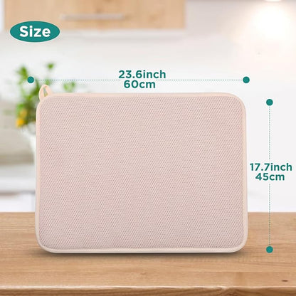 GeeRic Microfiber Dish Drying Mat Happy New Year, Super Absorbent Kitchen Dish Drying Pad for New Year Gift, Reversible for Countertop, 17.8 * 23.6 inch Beige - Image 2