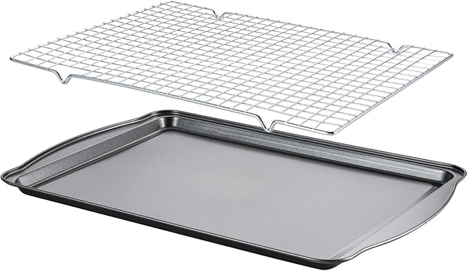 Baking Sheet with Cooling Rack - 17" x 11" x 0.5" Carbon Steel Cookie Sheet for Baking [1 Sheet + 1 Rack], Nonstick Baking Pan, Perfect for Baking, Roasting, and More by Gymdin