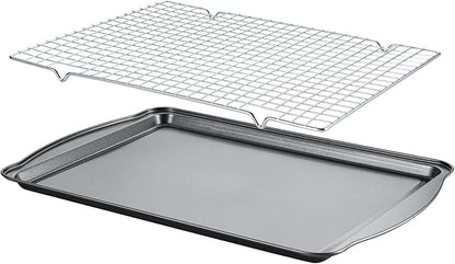 Baking Sheet with Cooling Rack - 17" x 11" x 0.5" Carbon Steel Cookie Sheet for Baking [1 Sheet + 1 Rack], Nonstick Baking Pan, Perfect for Baking, Roasting, and More by Gymdin
