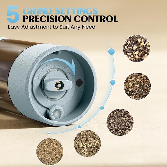 Electric Salt and Pepper Grinder Set Automatic Battery Pepper Mill Shakers Adjustable Coarseness Upgraded Larger Capacity with Led Home and Kitchen Appliances Birthday Gifts for Women Mom - Image 2