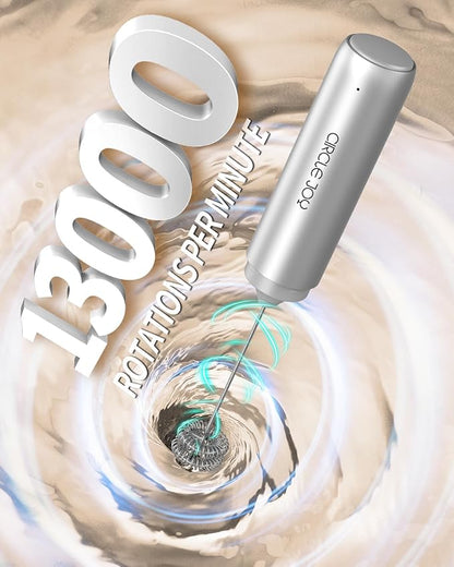 CIRCLE JOY Rechargeable Milk Frother Hanheld, Dual Coil Whisk Head Electric Coffee Frother, Portable Hand Frother Wand Drink Mixer for Matcha Lattes Cappuccino, Kitchen Gifts, Silver - Image 2