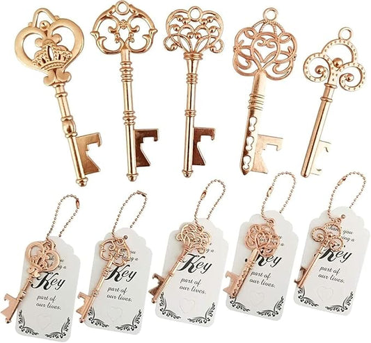 WODEGIFT 50 PCS Wedding Favors Key Bottle Openers,Bridal Shower Party Favors with Thank You Card Tag and Chains,Baby Shower Favors for Guests or Souvenirs for guests Bulk(Rose gold) by WODEGIFT