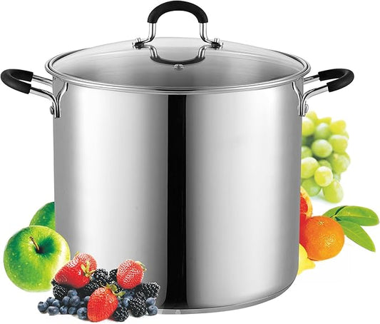 Cook N Home Stockpot Sauce Pot Induction Pot With Lid Professional Stainless Steel 12 Quart, Dishwasher Safe With Stay-Cool Handles, Silver by CookNHome