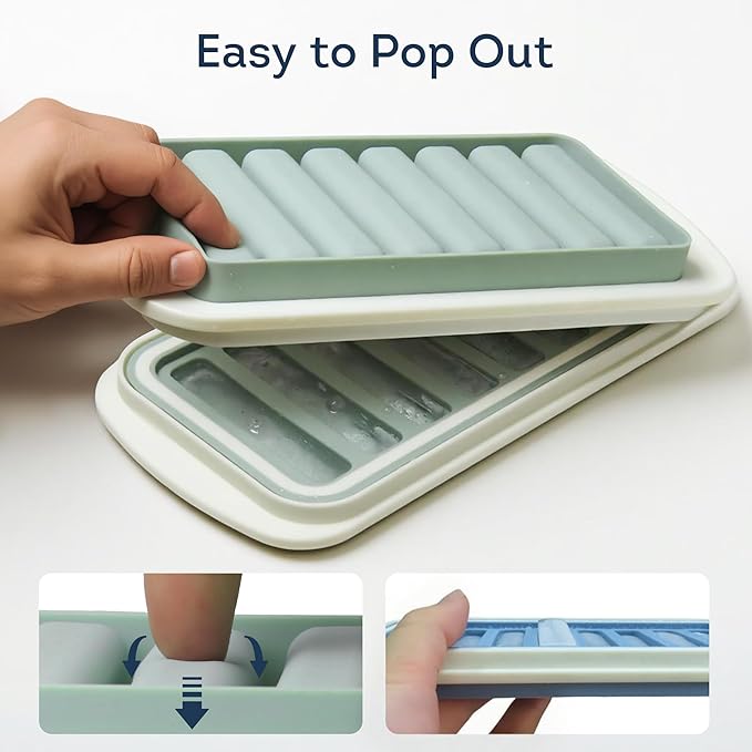 Lily's Home Flexible Silicone Ice Cube Tray - Durable Easy Release - Fresh Youthful Colors - Water Fill Port - Compact 9x4.5 Size - Multi-Purpose Use - Ice Cube Trays for Freezer - Set of 3 - Image 4