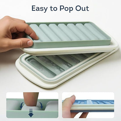 Lily's Home Flexible Silicone Ice Cube Tray - Durable Easy Release - Fresh Youthful Colors - Water Fill Port - Compact 9x4.5 Size - Multi-Purpose Use - Ice Cube Trays for Freezer - Set of 3 - Image 4