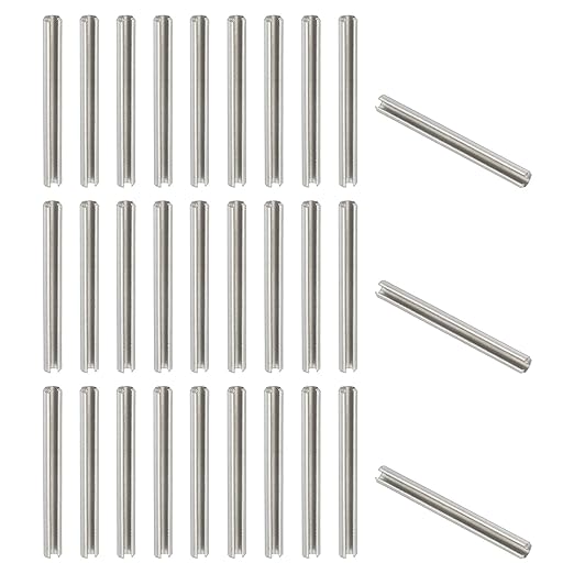 PATIKIL Slotted Spring Pin, 50 Pcs 1/8" x 1-3/16" (3.2mm x 30mm) 304 Stainless Steel Split Roll Pins Spring Dowel for Home Improvement Automotive Machine Repair, Silver