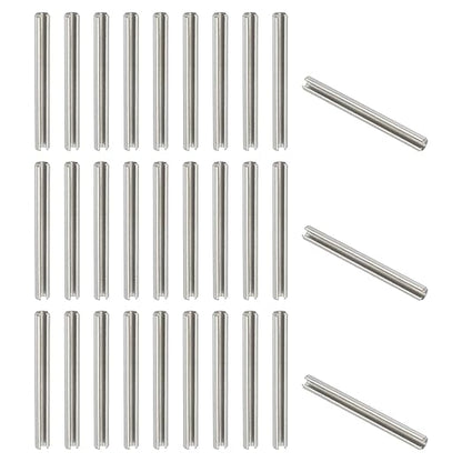 PATIKIL Slotted Spring Pin, 50 Pcs 1/8" x 1-3/16" (3.2mm x 30mm) 304 Stainless Steel Split Roll Pins Spring Dowel for Home Improvement Automotive Machine Repair, Silver