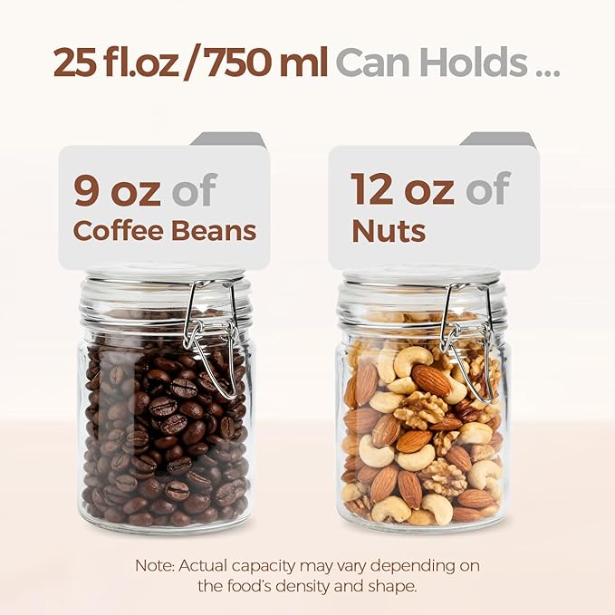 ComSaf 6-Pack 25oz Straight Sided Glass Jars with Lids, Meal Prep & Canning Containers for Overnight Oats, Salads, Fermenting & Pickling, Easy-to-Clean Cylinder Canisters for Pantry - Image 5