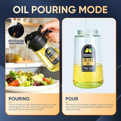 New Upgraded 2 in 1 Oil Sprayer For Cooking, 16oz/470ml Olive Oil Dispenser Bottle for Kitchen