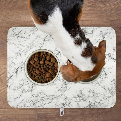 White Grey Marble Dish Drying Mat for Kitchen Counter Modern Marble Pattern Microfiber Dish Drainer Mat Absorbent Washable Drying Pad Extra Large 18"x24"