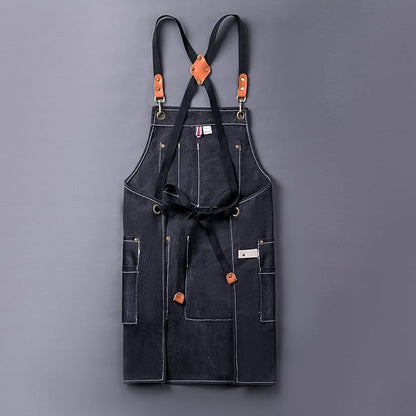 Aoomzoon Canvas Aprons for Men Chef Apron, Work Apron with Large Pockets - 16oz Heavy Duty Cross Back, BBQ, Cooking