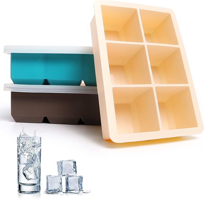 Excnorm Silicone Ice Cube Trays 3 Pack - Large Size Silicone Ice Cube Molds with Leak Proof Removable Lid Square Ice Cube Tray And BPA Free for Cocktail,Whiskey, Stackable Flexible Ice - Image 7