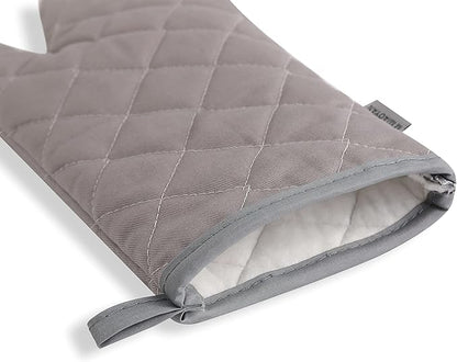 Oven Mitts and Pot Holders 4 pcs Set,High Heat Resistant 500 Degree Extra Thicken Long Kitchen Cotton Oven Glove for Cooking (12 Inch,Grey) - Image 6