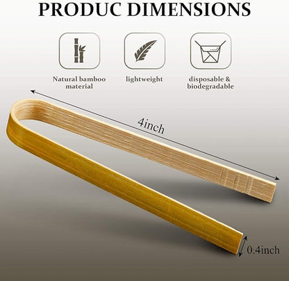 Patelai 180 Pieces Mini Bamboo Tongs Long Toast Tongs Disposable Wooden Cooking Bamboo Cooking Utensils for Toast Bread Pickles Tea Toaster Supplies (4 Inch) - Image 3