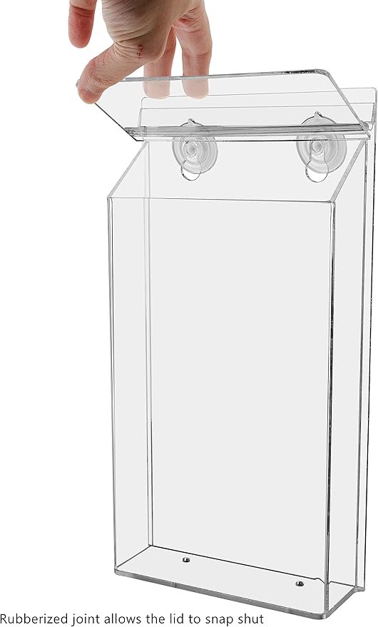 Suction Cup Outdoor Brochure Holder for 6 x 10 Inch Pamphlets and Handouts Window or Glass Wall Mount Includes Take One Sticker Clear Acrylic Advertisement Box by Marketing Holders