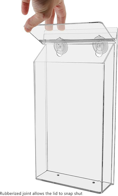 Suction Cup Outdoor Brochure Holder for 6 x 10 Inch Pamphlets and Handouts Window or Glass Wall Mount Includes Take One Sticker Clear Acrylic Advertisement Box by Marketing Holders