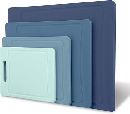 COOK WITH COLOR Non-Slip Cutting Board Set – Kitchen Essentials with Easy Grip Handle for Meat, Veggies, and Fruits, 4 Cutting Boards, Blue-New - Image 7