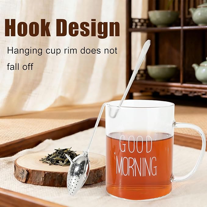 Tea Infuser Spoon for Loose Leaf Tea - Stainless Steel with Long Handle and Fine Mesh Filter, Reusable Easy to Clean Tea Accessories for Tea Lovers (Silver)