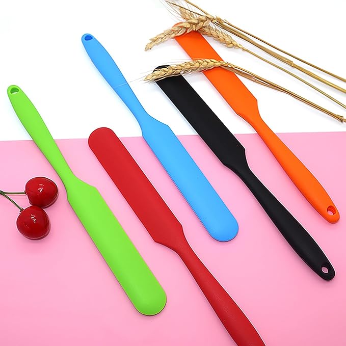 5 Pcs Silicone Jar Spatulas,Sourdough Spatula with Long Handle,Cake Cream Butter Spatulas(5 Pcs) - Image 2