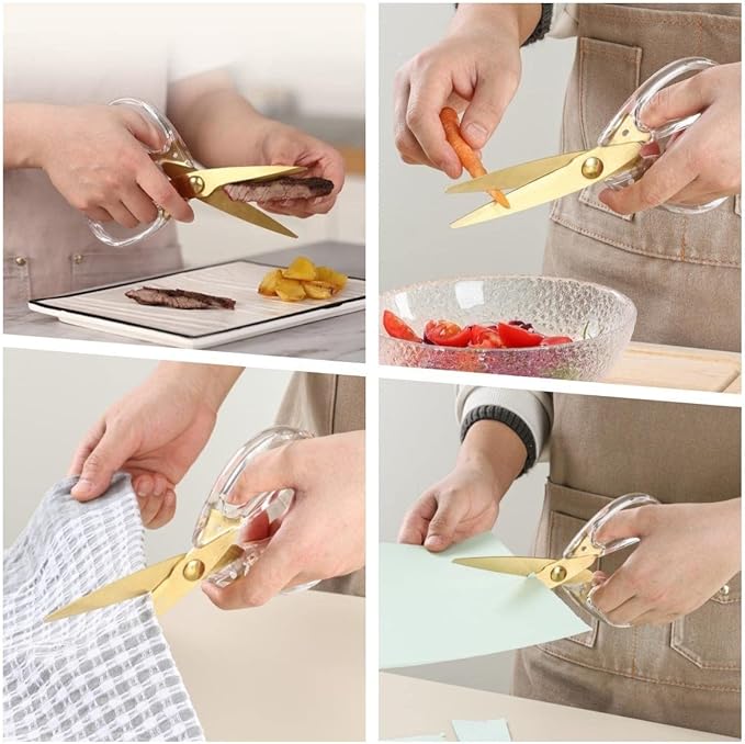 Kitchen Shears Scissors&Sharp Scissors, ARCHIKING 8.0inch Cooking Scissor-Meat and Poultry Shears, Dishwasher Safe, Acrylic Handel Scissors All Purpose Stainless Steel Utility Scissor (White) - Image 8