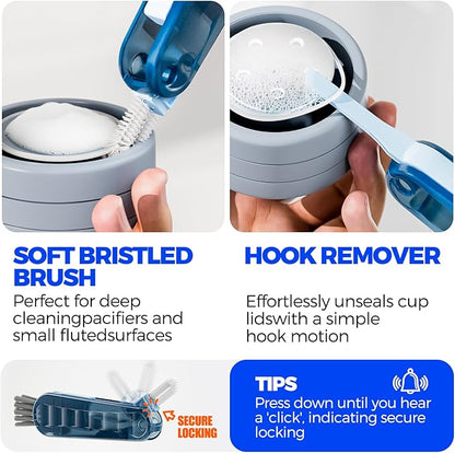 6 Pack Holikme 4 in 1 Cup Lid Cleaning Brush Set with 3 Straws, Multifunctional Bottle Brush, Silicone Cup Lid Gap Cleaner, Durable Bristle Crevice Cleaning Brush, Navy - Image 4