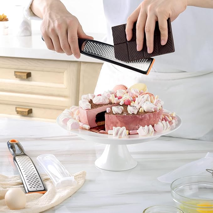 Cohesion Etched Zester & Grater Set of 2 - Kitchen Zester Tool for Lemon, Cheese, Garlic, Ginger, Nutmeg, Chocolate, Fruits, Vegetables - Sharp Premium Stainless Steel Blade with Protective Cover - Image 6