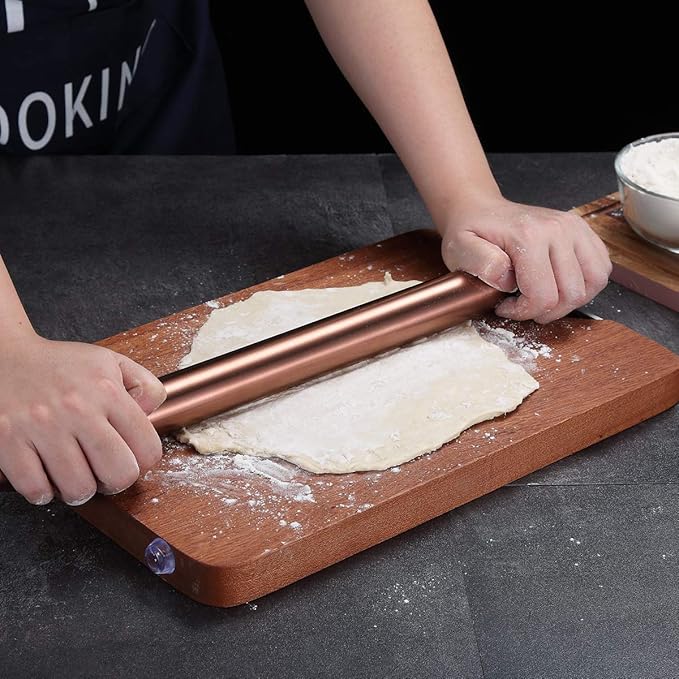 Berglander Rose Gold Rolling Pin, 16.7 Inches Stainless Steel Matte Finish With Rose Gold Titanium Plating Copper Rolling Pin For Baking, Pizza, Dough, Pie, Cookie, Gift Ideas For Bakers. - Image 8