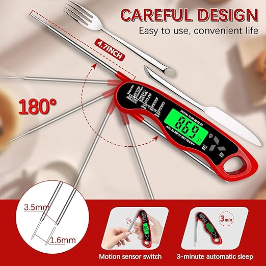 Meat Thermometer Digital，IP67 Waterproof Cooking Thermometer with Backlight, Calibration & Hold Function，Food Thermometer for Cooking,Outdoor Grilling - Image 5