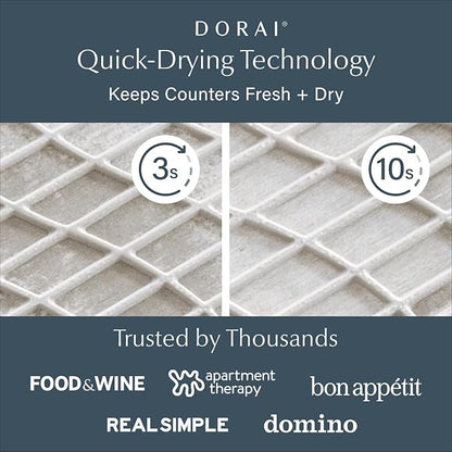 Dorai Home Dish Pad - Collapsable Stone Dish Drying Mat with Diatomaceous Earth for Quick Drying - Ultra Absorbent - Encased in Woven Silicone - Eco-Friendly, Foldable - Original 19.9"x15.2" Sandstone - Image 2