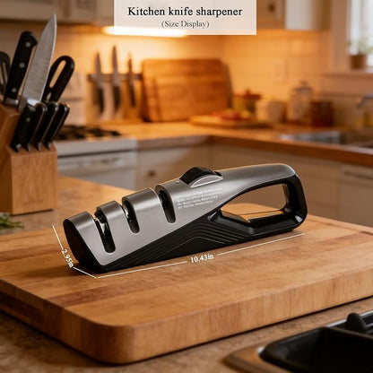 Kitchen Knife Sharpener, 5 Adjustable Sharpening Angles with Coarse & Fine, Manual sharpeners Tool for Pocket Knives